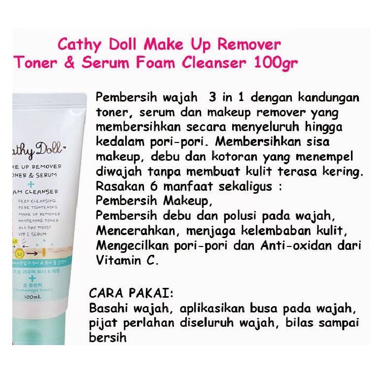 Cathy Doll Makeup Remover Toner & Serum Foam Cleanser 100ml